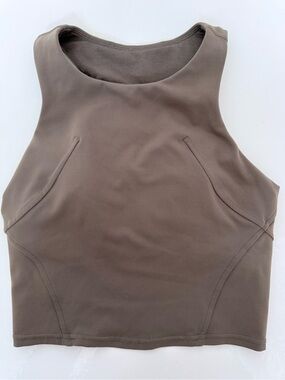 Lululemon Align Tank Olive Green Size 2 Built-In Bra Cropped Yoga Top Nulu